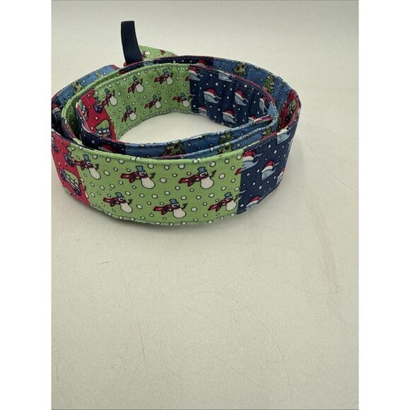Vineyard Vines Christmas Belt Sz M Patch Work D Ring Style Tree Snowman - Picture 3 of 6